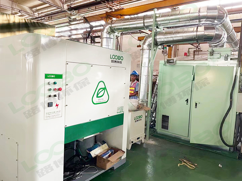 某機(jī)械制造廠自動(dòng)焊房除塵設(shè)備，選用濾筒除塵一體機(jī)，全面凈化